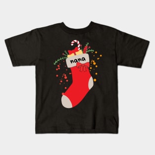 Christmas Stocking With Nana Label Kids T-Shirt